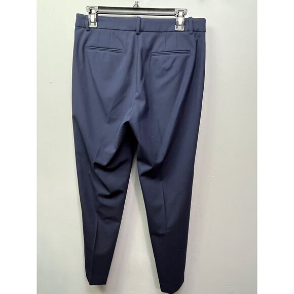 J Crew Bi Stretch Navy wool blend trousers Womens 4 pinstripe sides Pockets - Picture 2 of 6